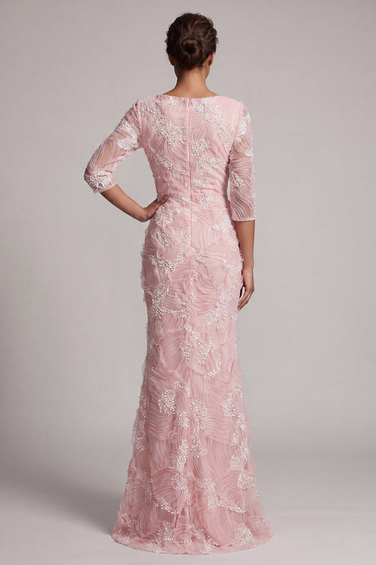 Blush Sequin 3/4 Sleeve Mermaid Mother Of the Bride Dress