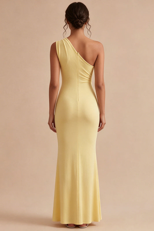 One Shoulder Daffodil Mermaid Formal Dress