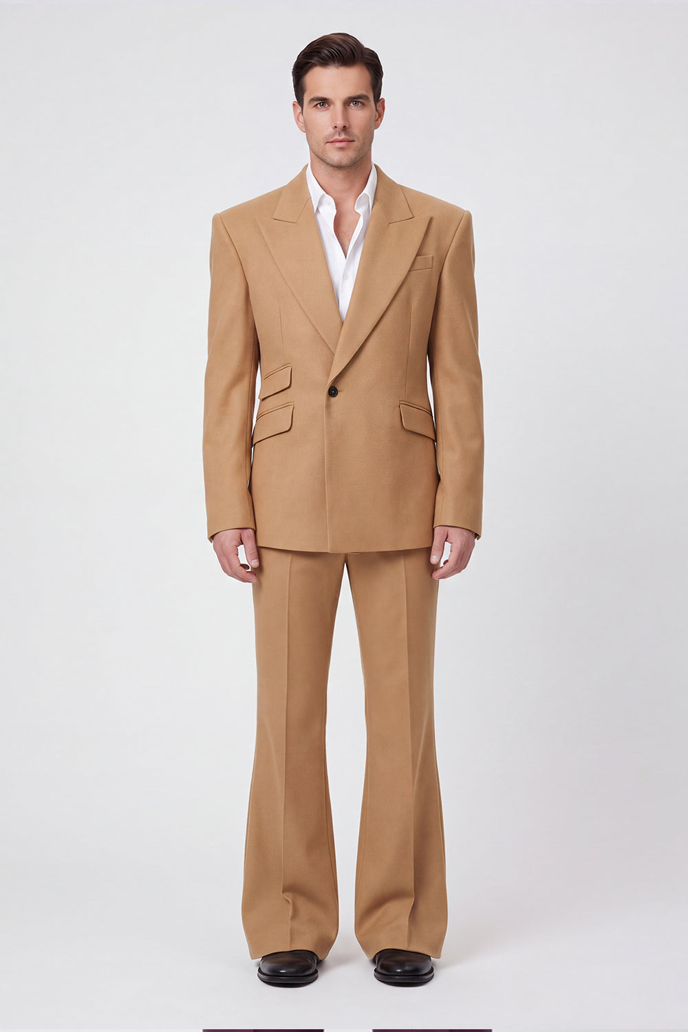 Costumes de bal pour hommes deux pièces noirs à revers pointus et un bouton