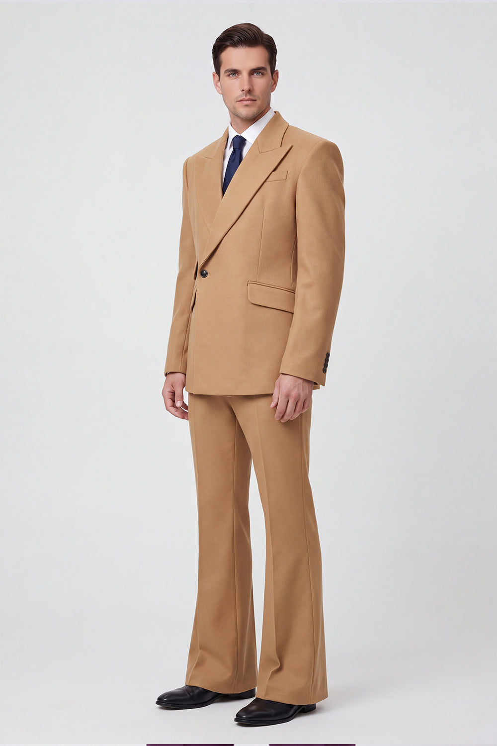Costumes de bal pour hommes deux pièces noirs à revers pointus et un bouton
