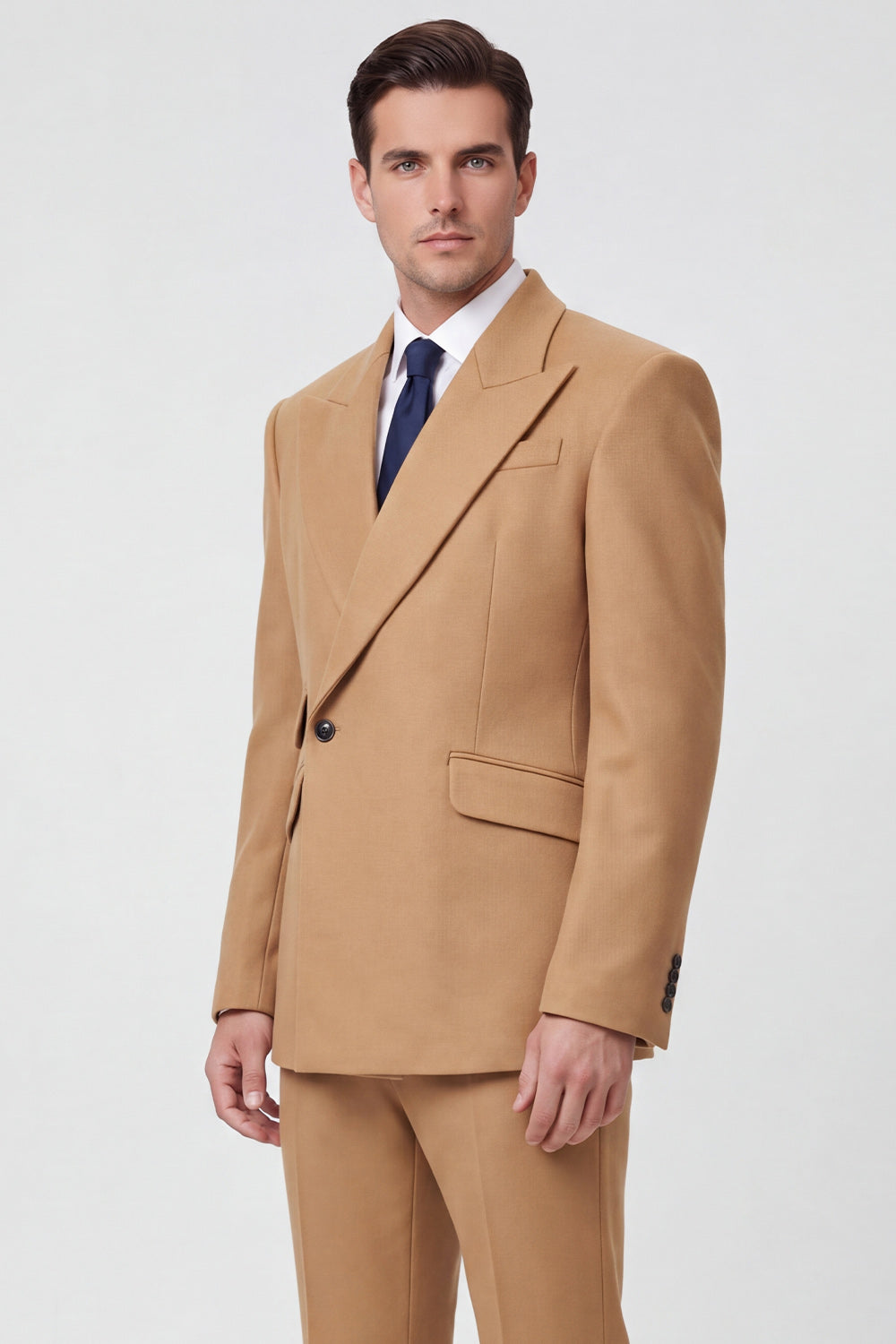 Costumes de bal pour hommes deux pièces noirs à revers pointus et un bouton