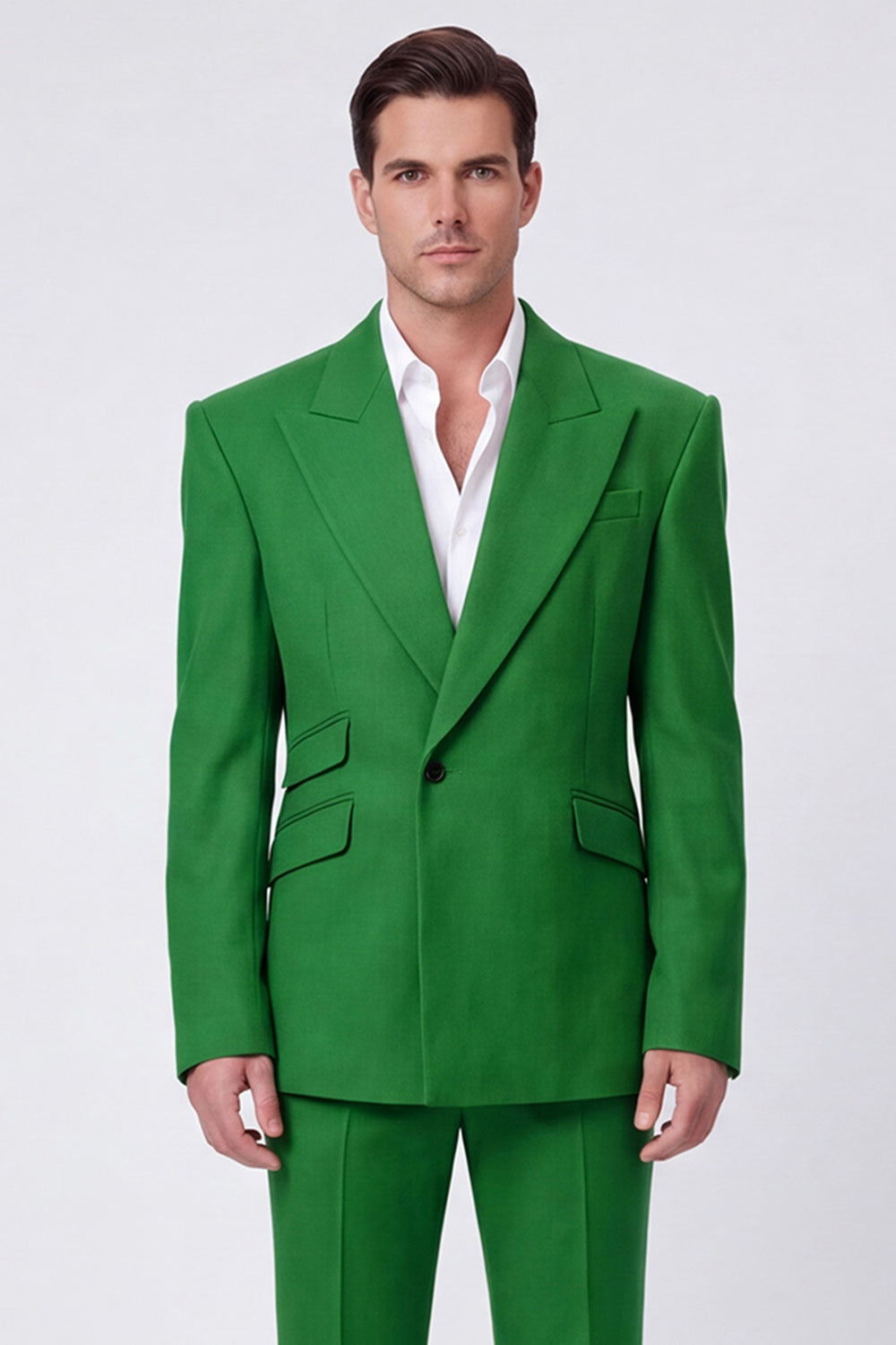 Costumes de bal pour hommes deux pièces noirs à revers pointus et un bouton