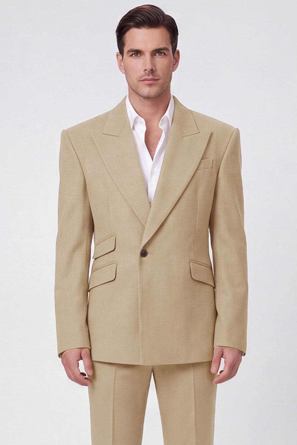 Costumes de bal pour hommes deux pièces noirs à revers pointus et un bouton