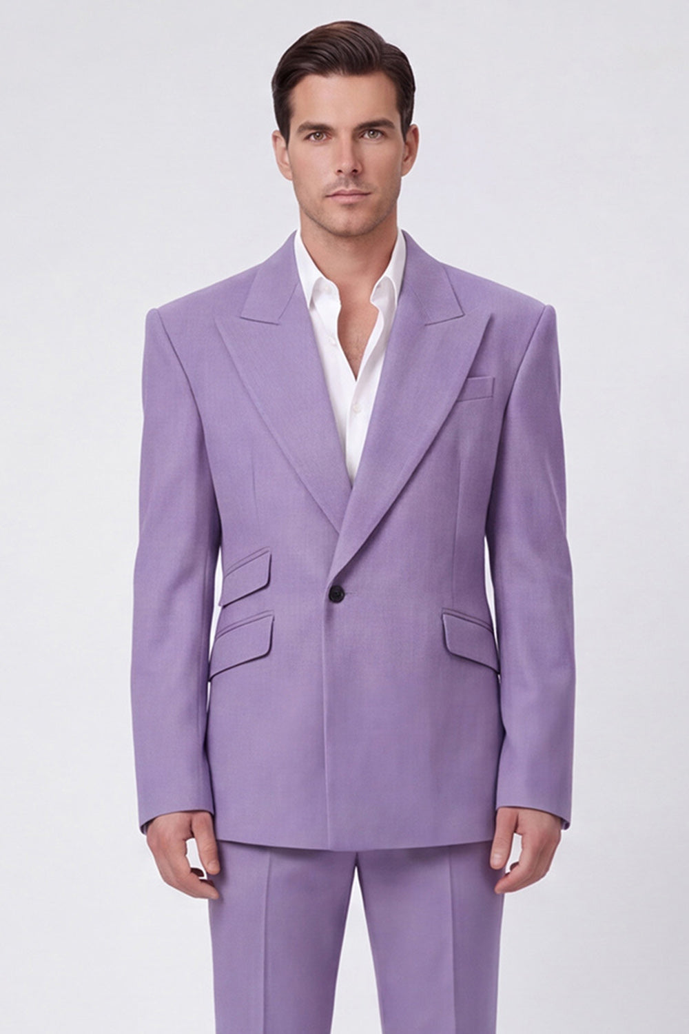 Costumes de bal pour hommes deux pièces noirs à revers pointus et un bouton