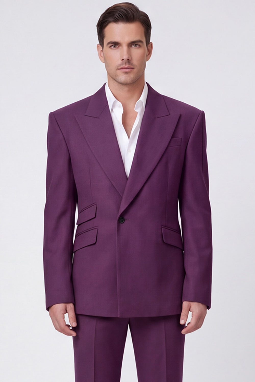 Costumes de bal pour hommes deux pièces noirs à revers pointus et un bouton