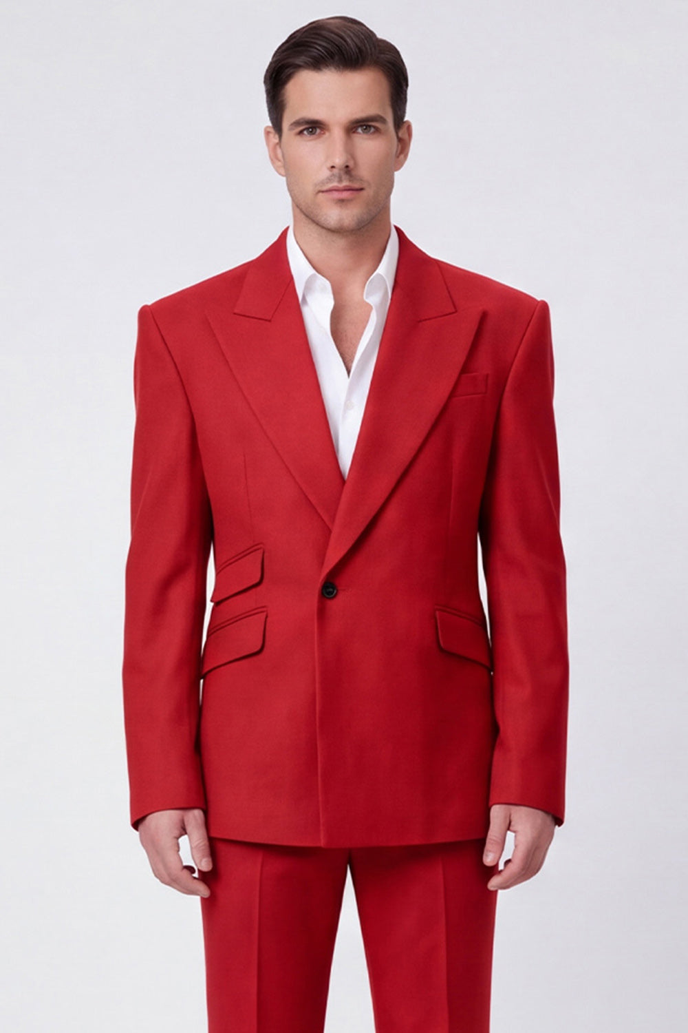 Costumes de bal pour hommes deux pièces noirs à revers pointus et un bouton