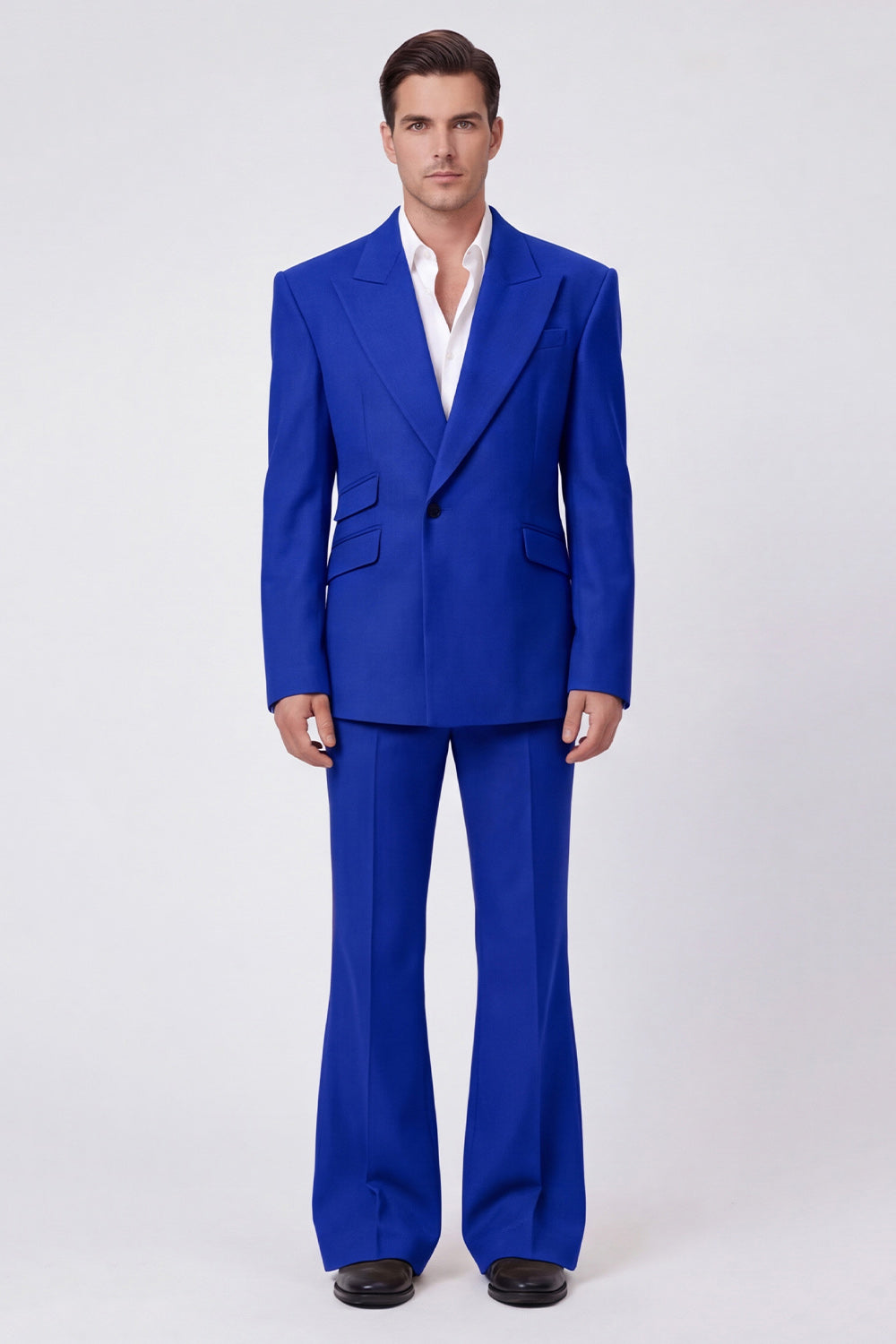 Costumes de bal pour hommes deux pièces noirs à revers pointus et un bouton