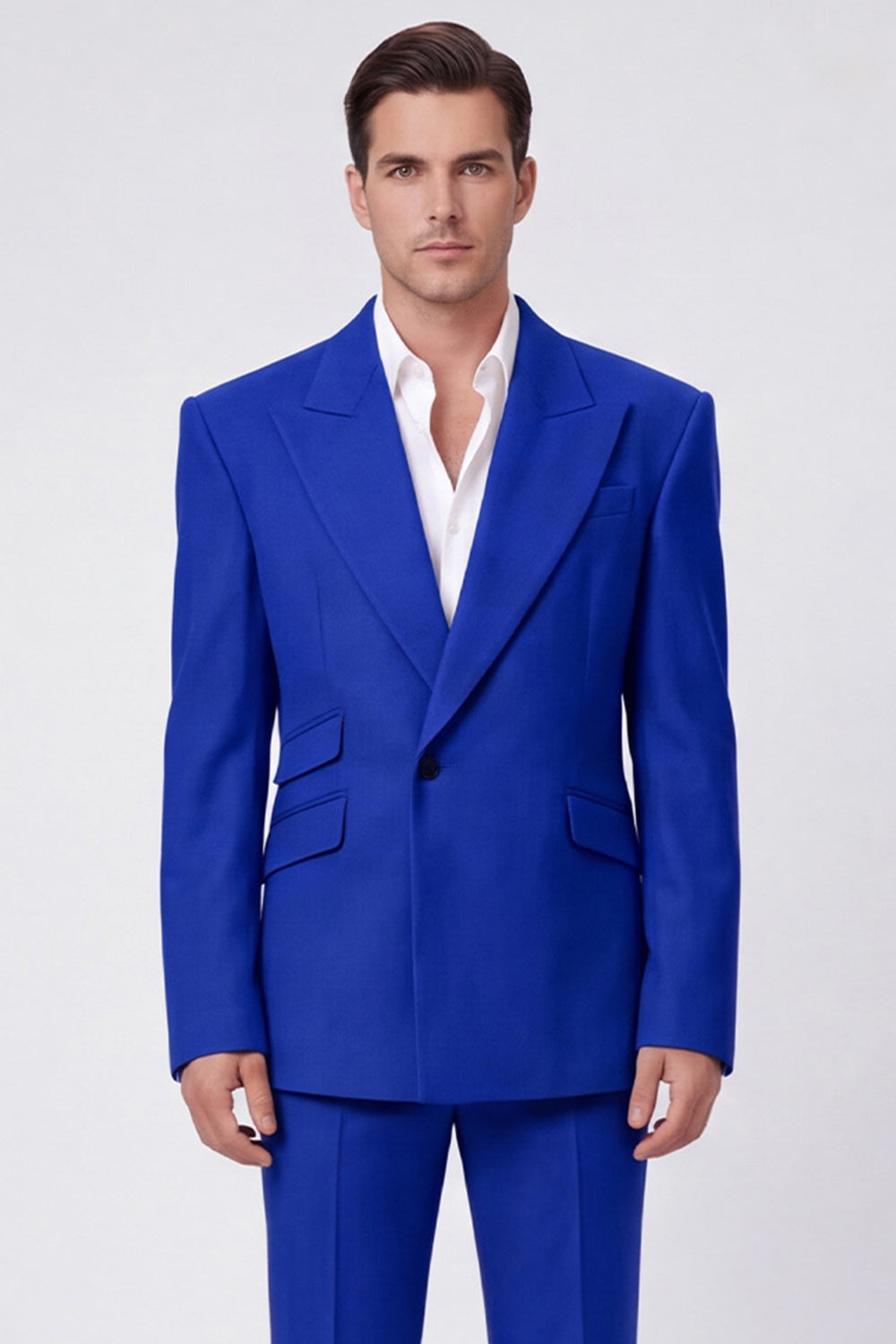 Costumes de bal pour hommes deux pièces noirs à revers pointus et un bouton