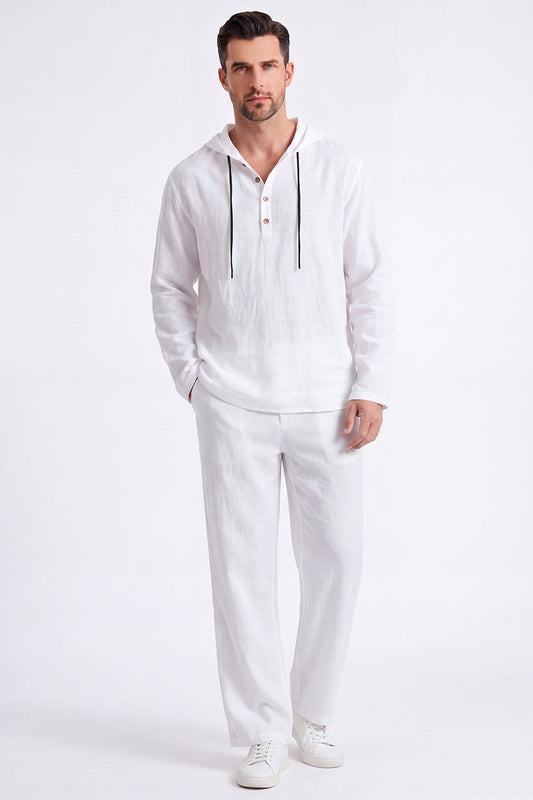 Ensembles décontractés 2 pièces Chemise à manches longues légère à capuche et pantalon ample