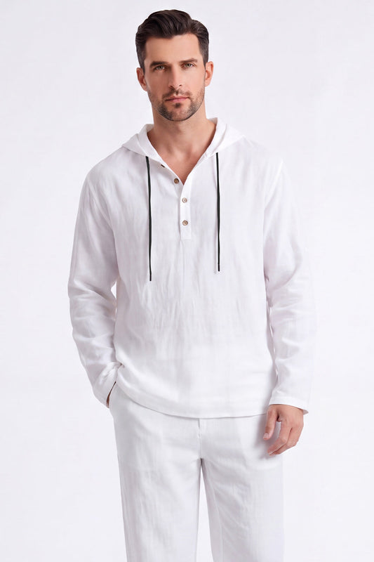 Ensembles décontractés 2 pièces Chemise à manches longues légère à capuche et pantalon ample