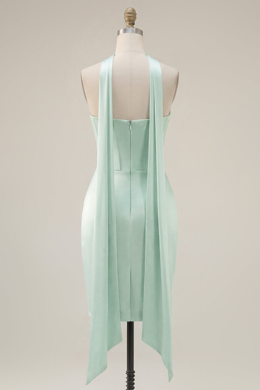 Robe de cocktail corset bustier moulante menthe avec fente