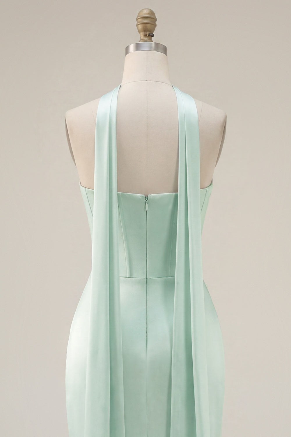 Robe de cocktail corset bustier moulante menthe avec fente