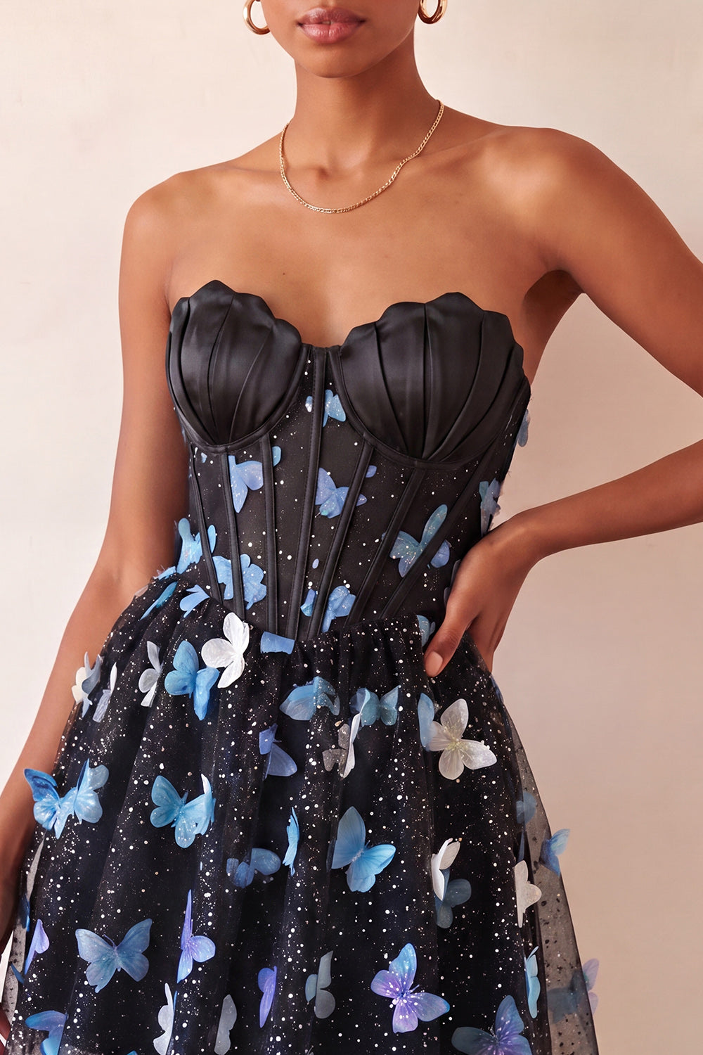 Blush Sweetheart A-Line Sheer Corset Butterfly Homecoming Dress with Lace Up Back