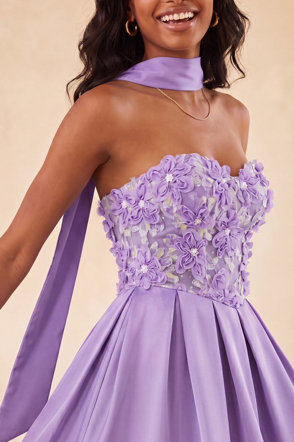Robe de bal de fin d'année vert olive évasée en cœur à perles florales avec dos lacé