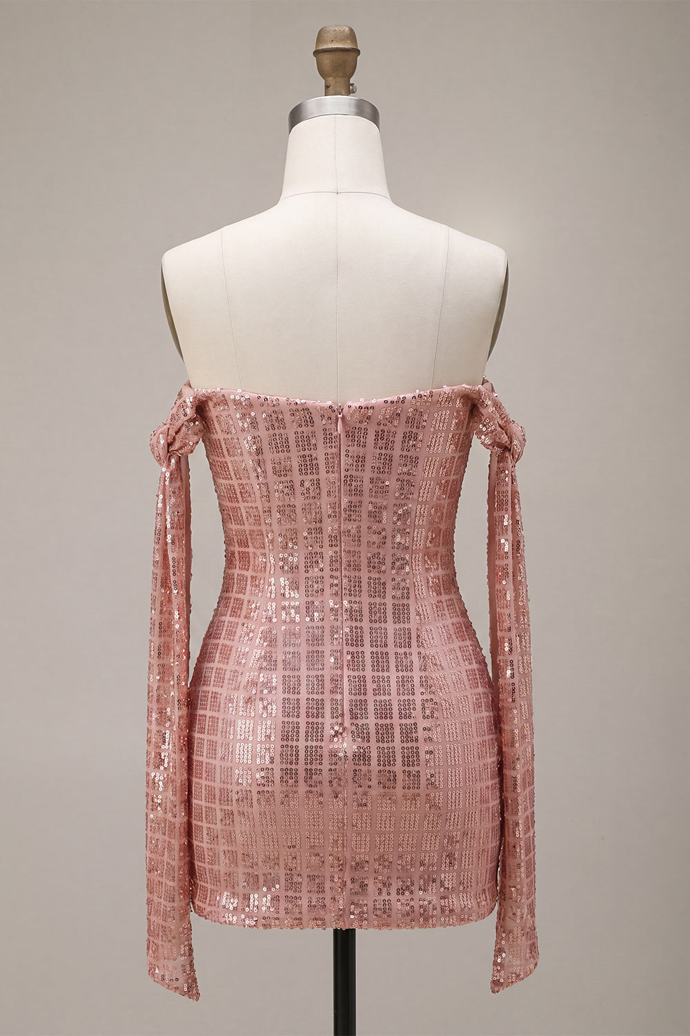 Sparkly Champagne Off the Shoulder Bodycon Sequins Homecoming Dress