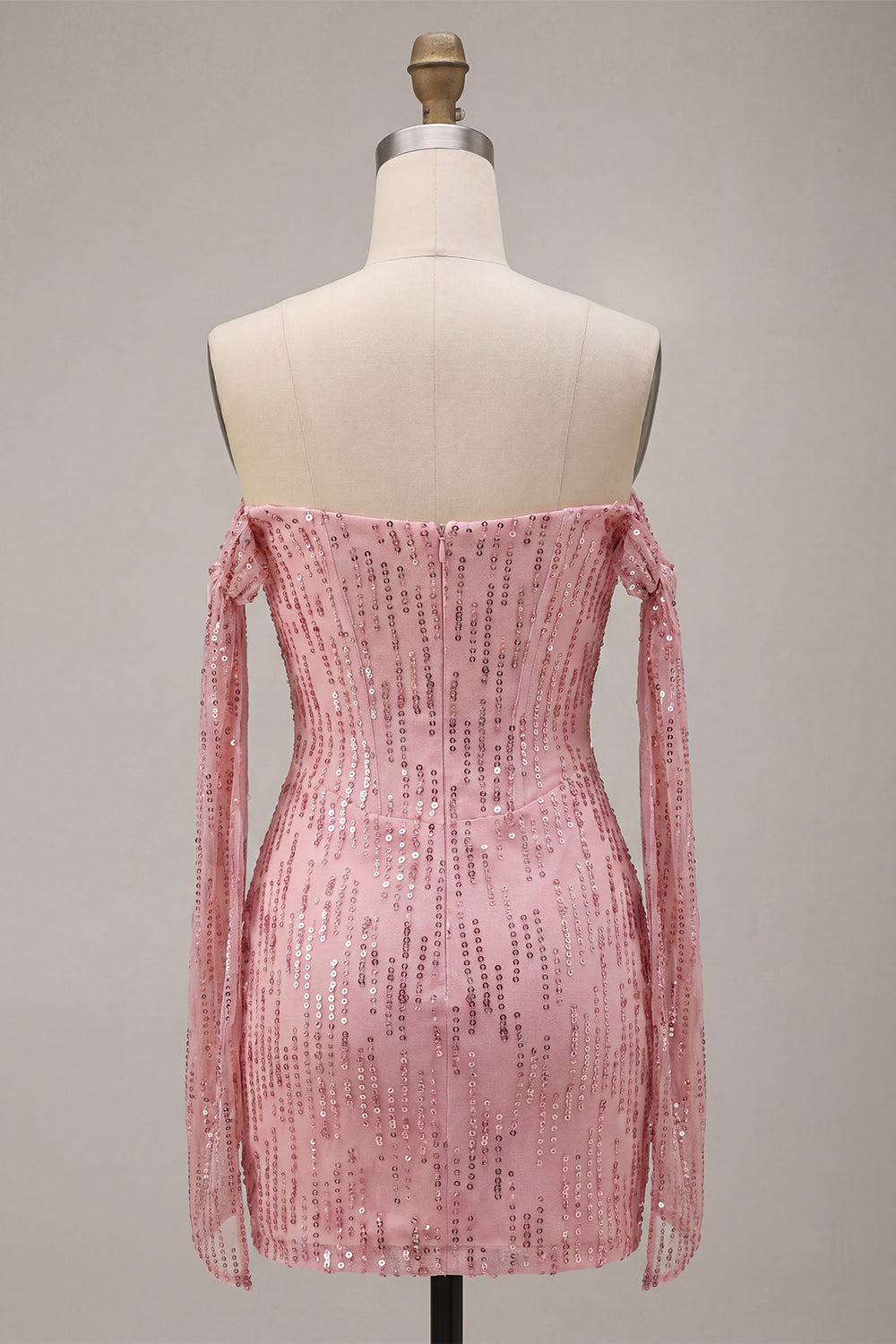 Sparkly Champagne Off the Shoulder Bodycon Sequins Homecoming Dress