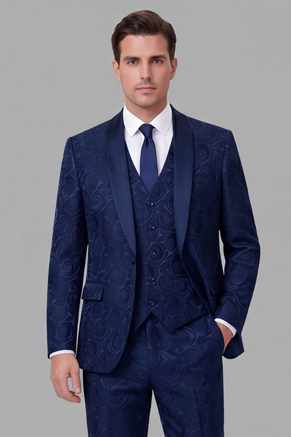 Costume de bal 3 pièces pour homme à un bouton avec revers châle noir