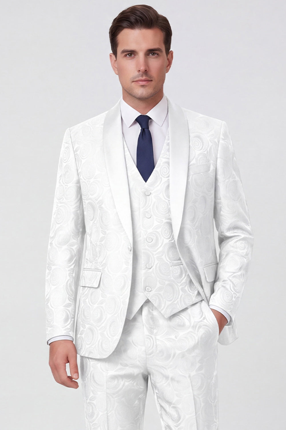 Costume de bal 3 pièces pour homme à un bouton avec revers châle noir