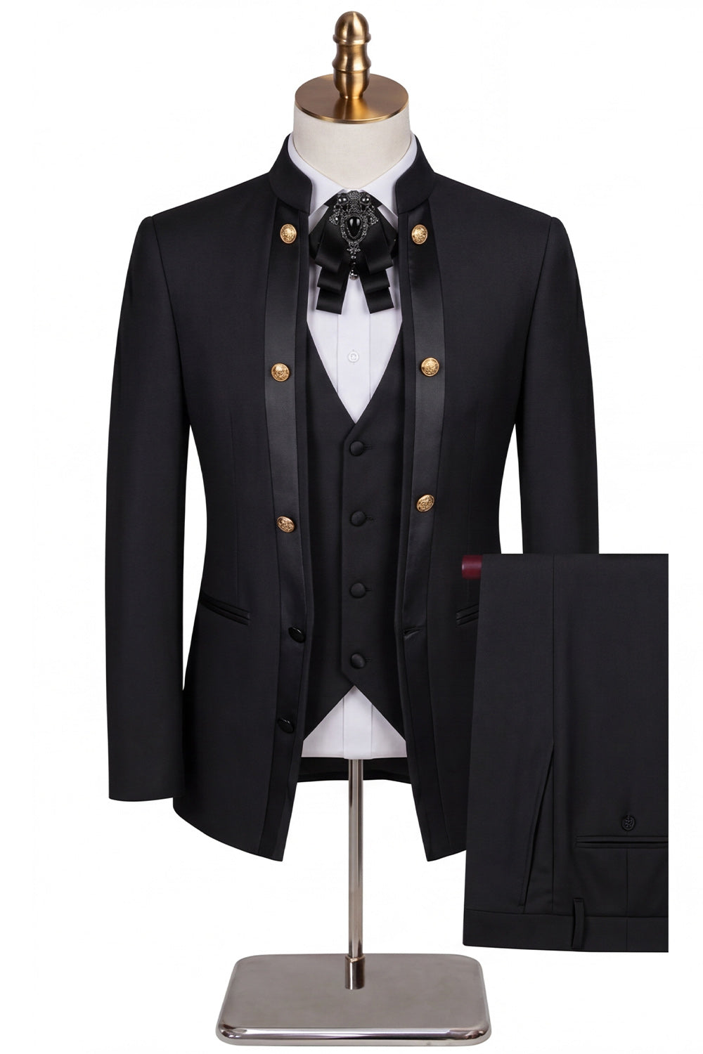 Costumes de bal pour homme en jacquard beige à motif floral, 3 pièces, avec un bouton