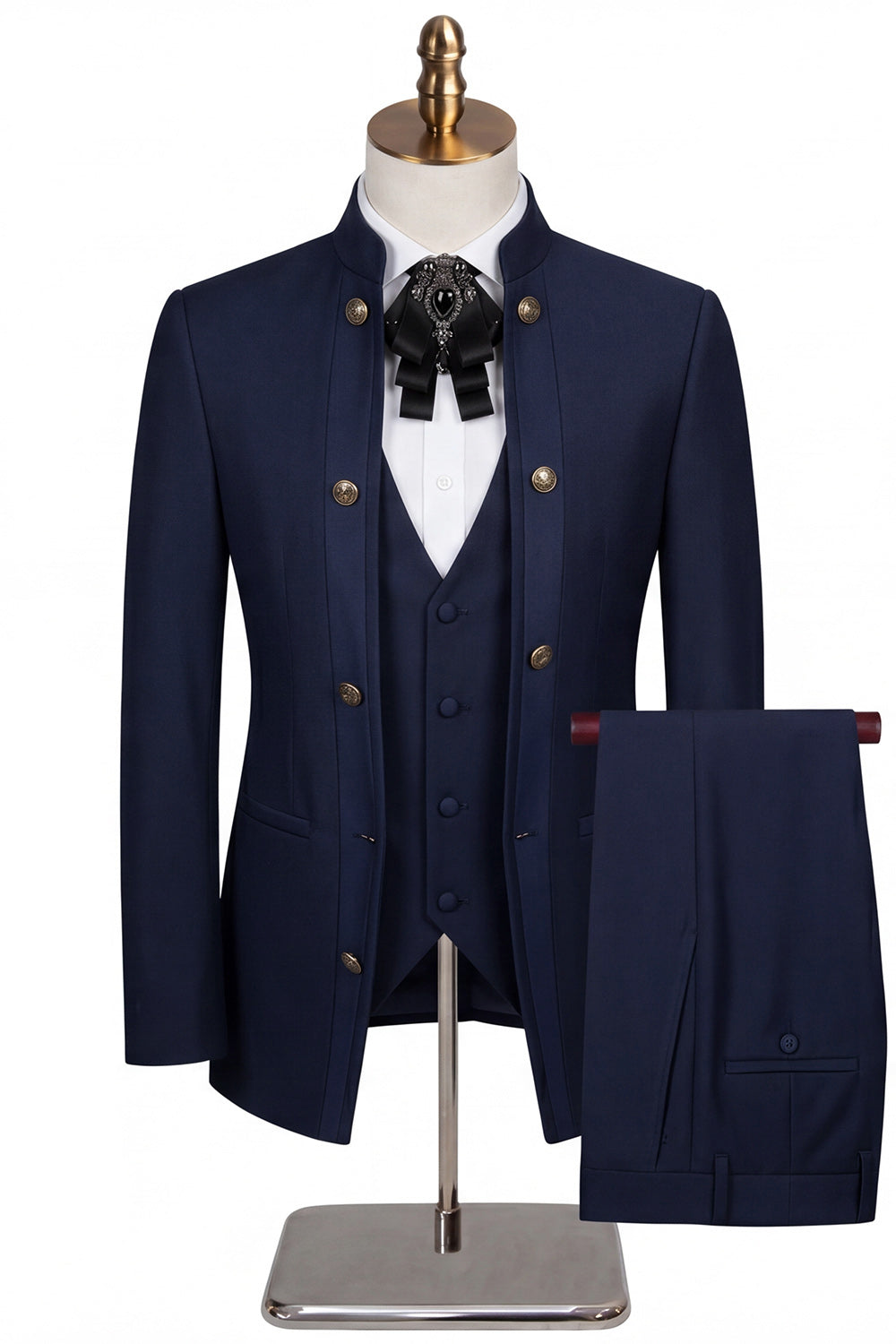 Costumes de bal pour homme en jacquard beige à motif floral, 3 pièces, avec un bouton