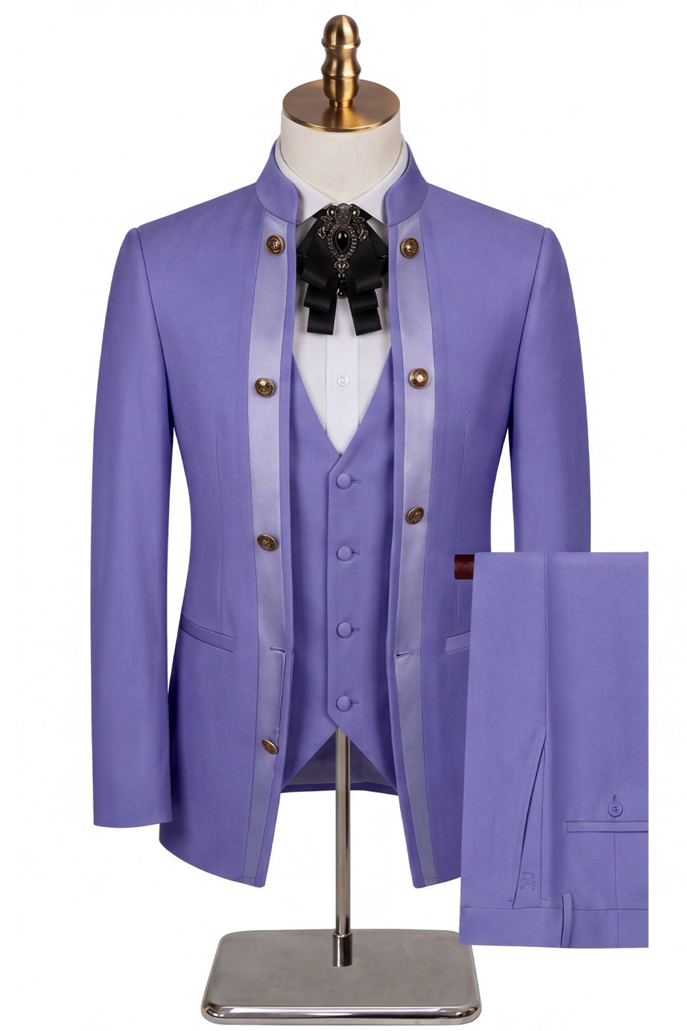 Costumes de bal pour homme en jacquard beige à motif floral, 3 pièces, avec un bouton