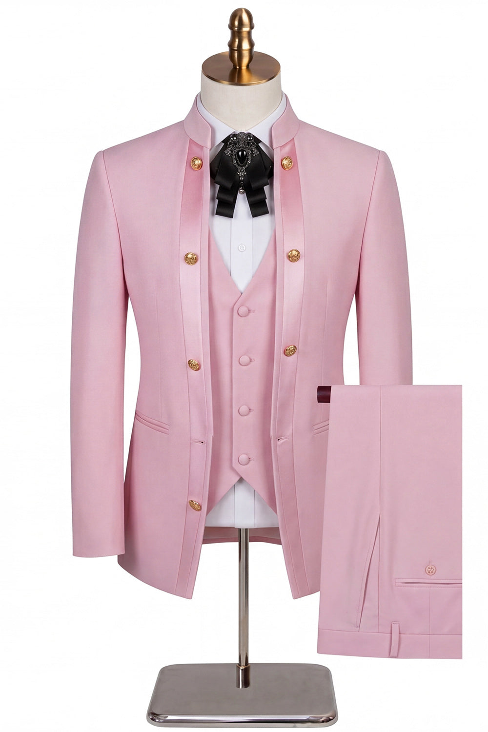 Costumes de bal pour homme en jacquard beige à motif floral, 3 pièces, avec un bouton