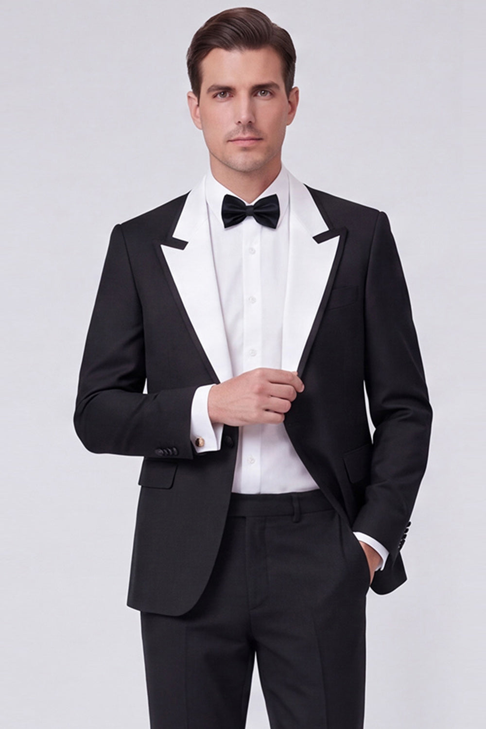 Costume de bal deux pièces pour homme, un bouton, revers pointu rouge