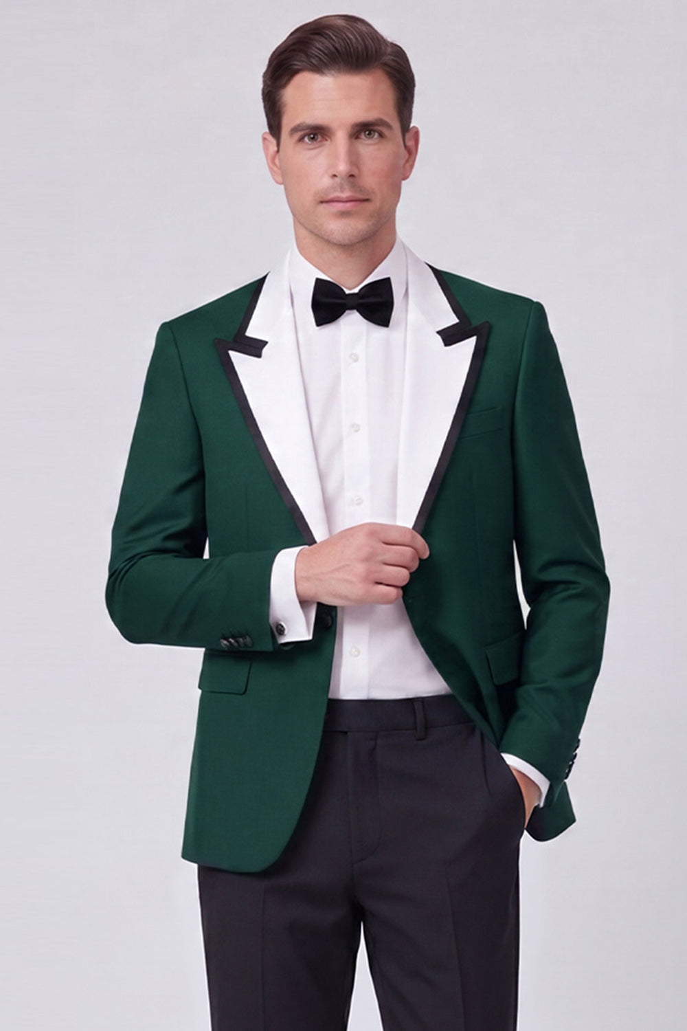 Costume de bal deux pièces pour homme, un bouton, revers pointu rouge