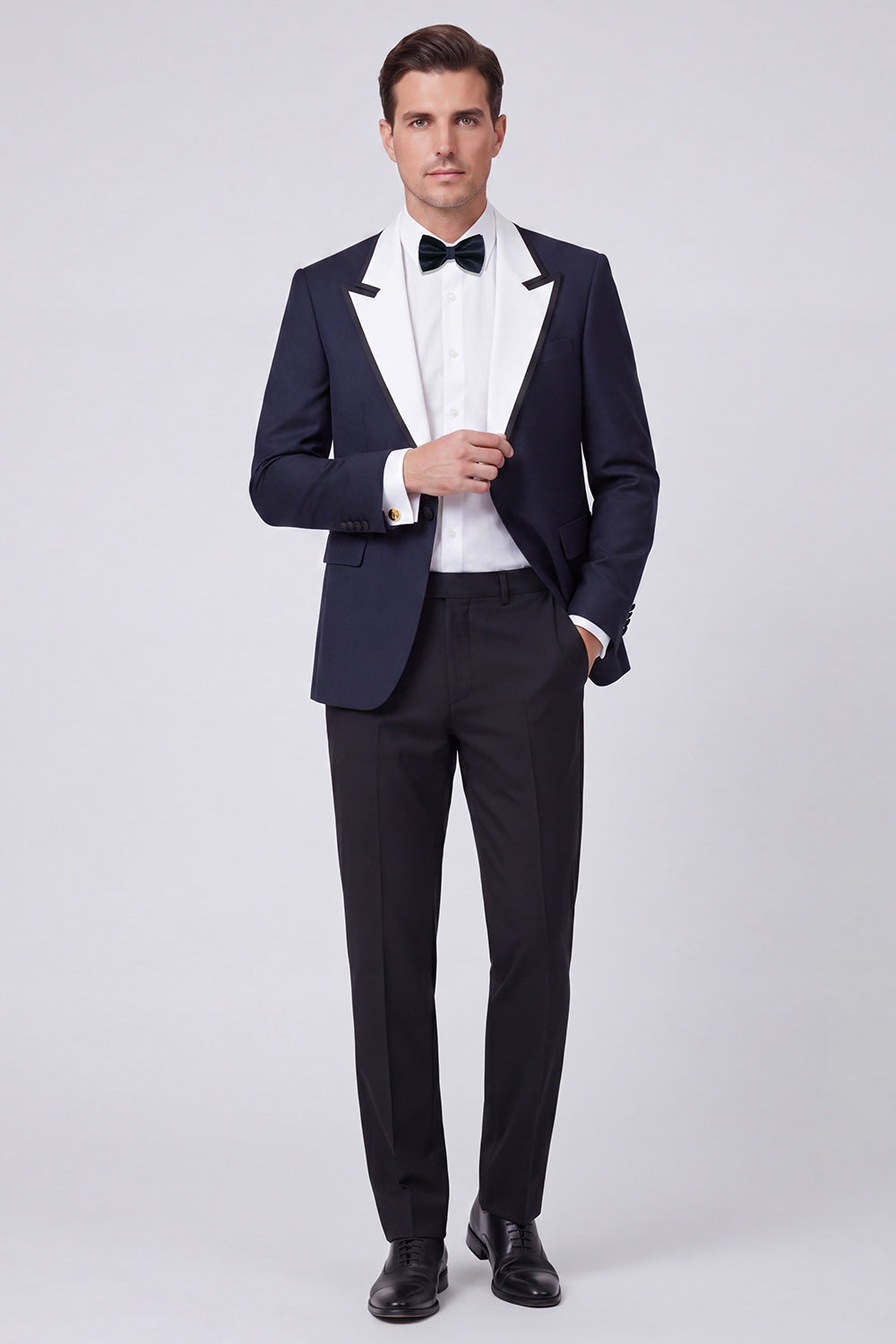 Costume de bal deux pièces pour homme, un bouton, revers pointu rouge
