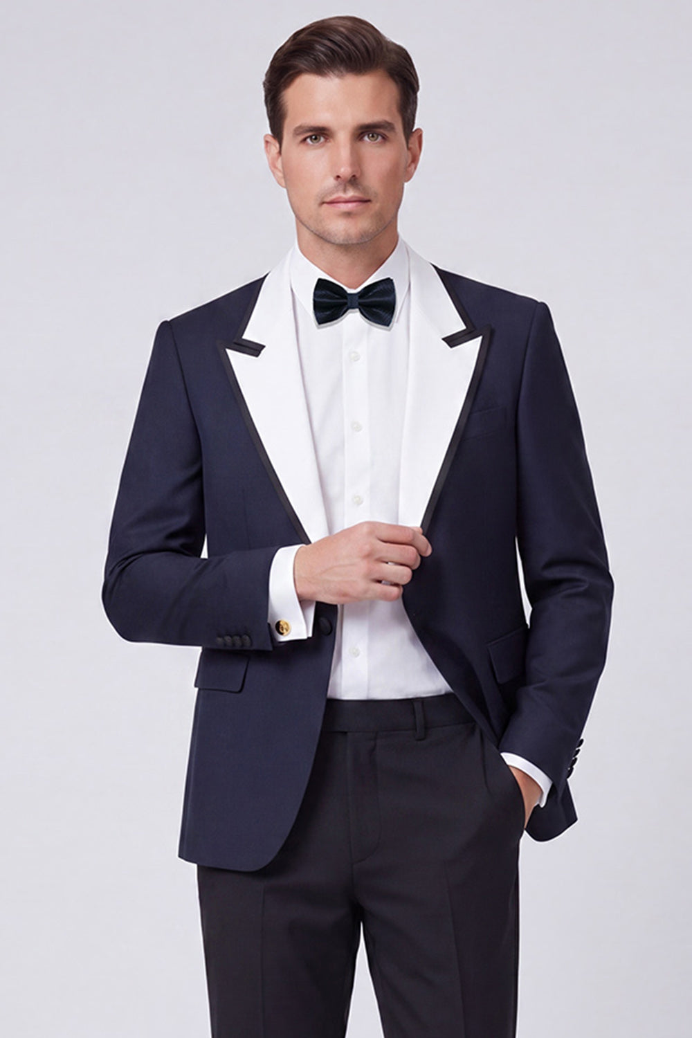Costume de bal deux pièces pour homme, un bouton, revers pointu rouge