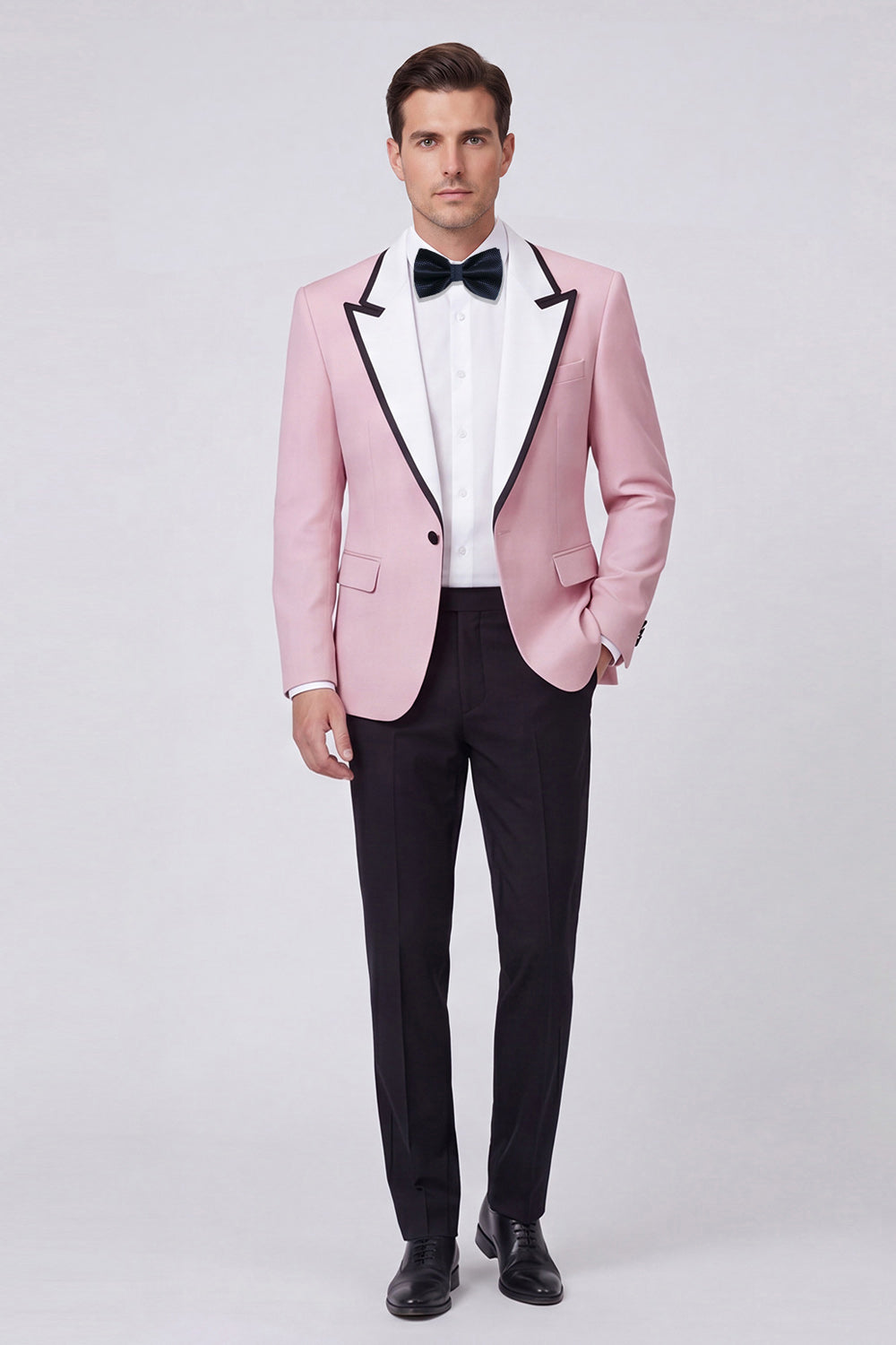 Costume de bal deux pièces pour homme, un bouton, revers pointu rouge