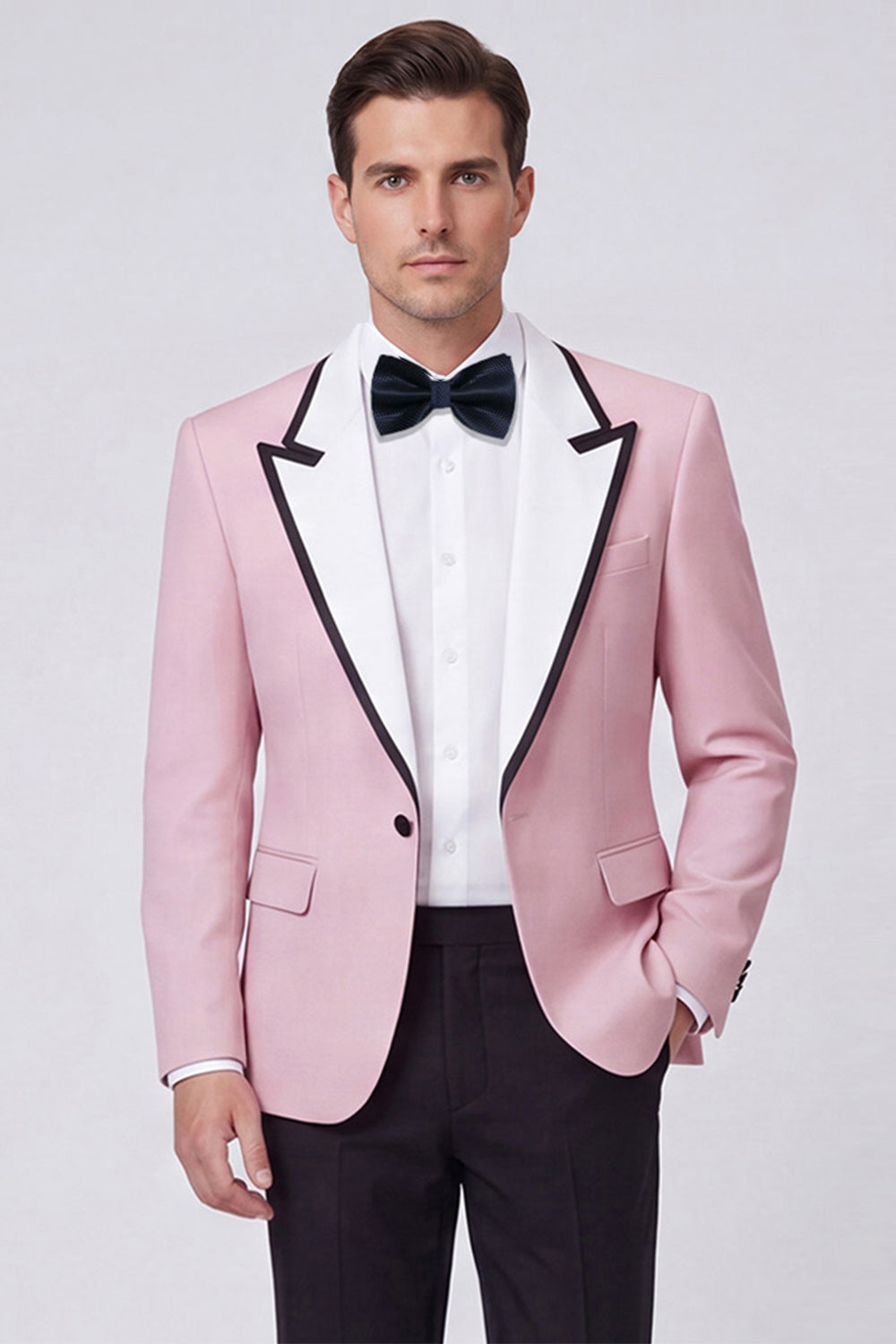 Costume de bal deux pièces pour homme, un bouton, revers pointu rouge