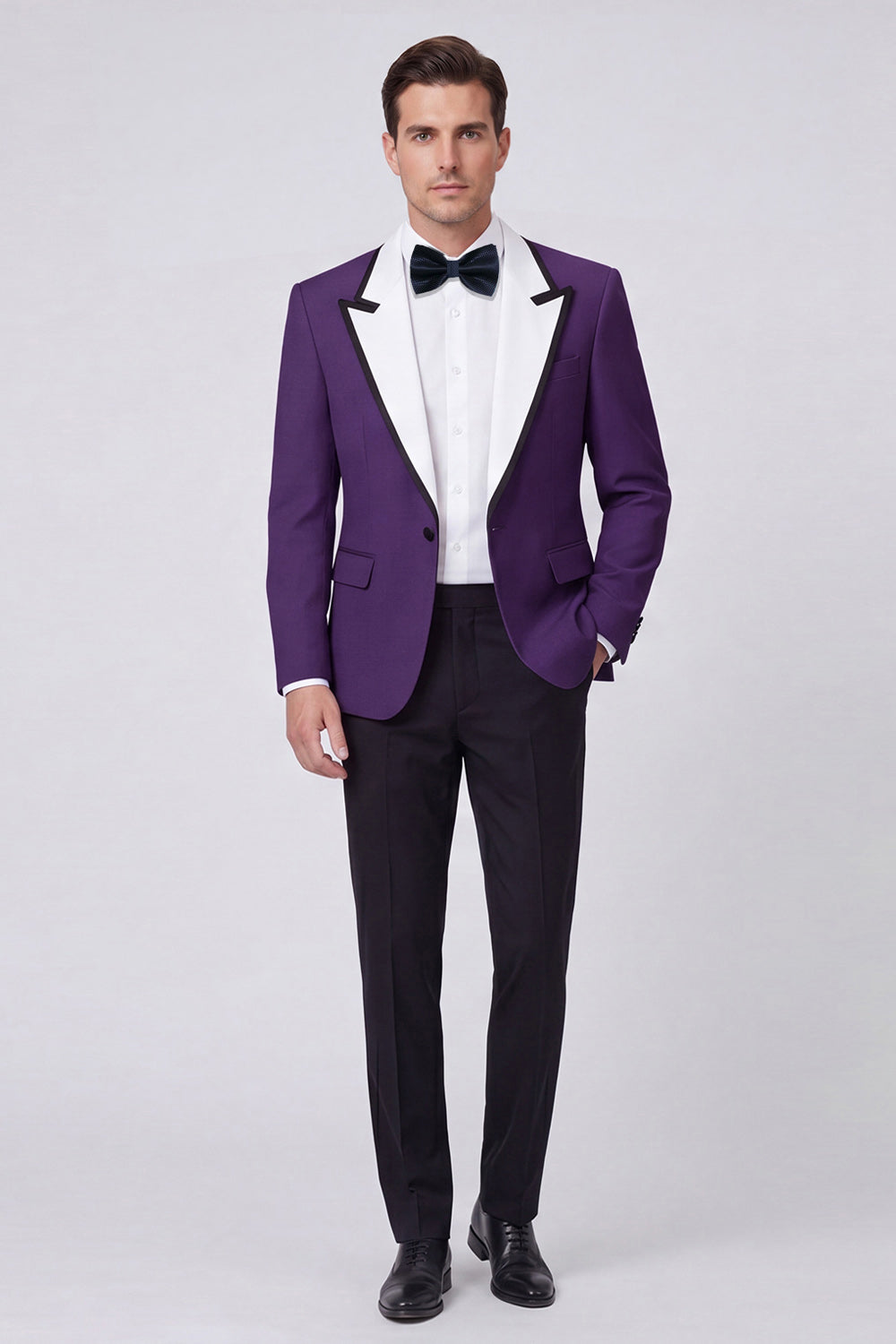 Costume de bal deux pièces pour homme, un bouton, revers pointu rouge