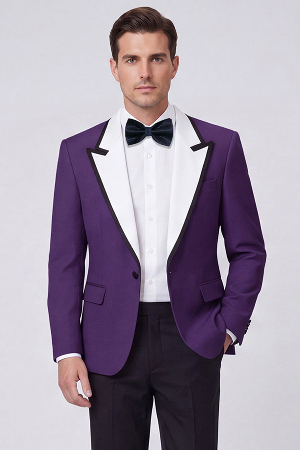 Costume de bal deux pièces pour homme, un bouton, revers pointu rouge