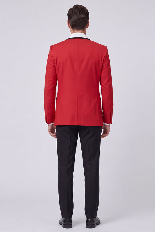Costume de bal deux pièces pour homme, un bouton, revers pointu rouge