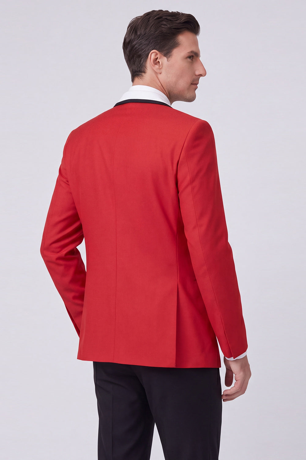 Costume de bal deux pièces pour homme, un bouton, revers pointu rouge