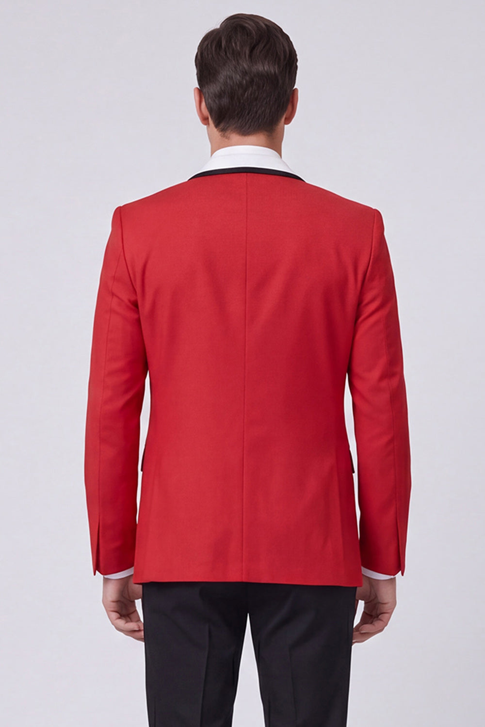 Costume de bal deux pièces pour homme, un bouton, revers pointu rouge