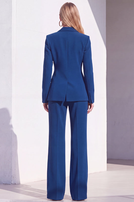 Berlin Blue Fitted Notched Lapel Long Sleeves Women's Formal Suits