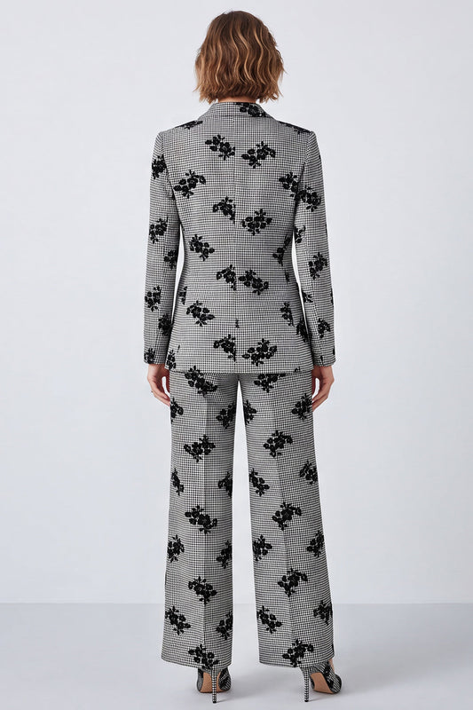 Peak Lapel 2-Piece Black and White One-Button Prom Suits