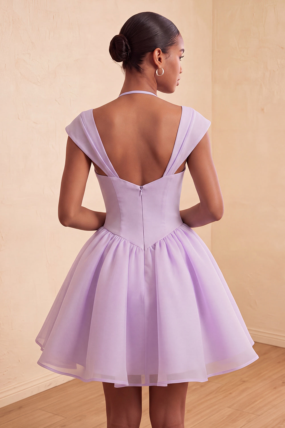 Robe courte de bal de fin d'année vert menthe, coupe trapèze, à boutonnage simple et manches courtes
