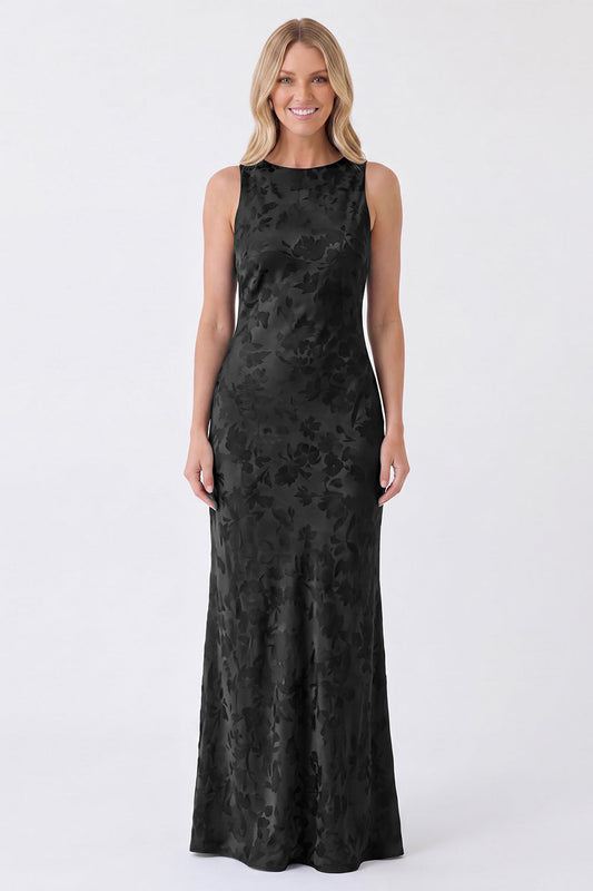 Sage Floral Bateau Neck Mermaid Backless Long Bridesmaid Dress