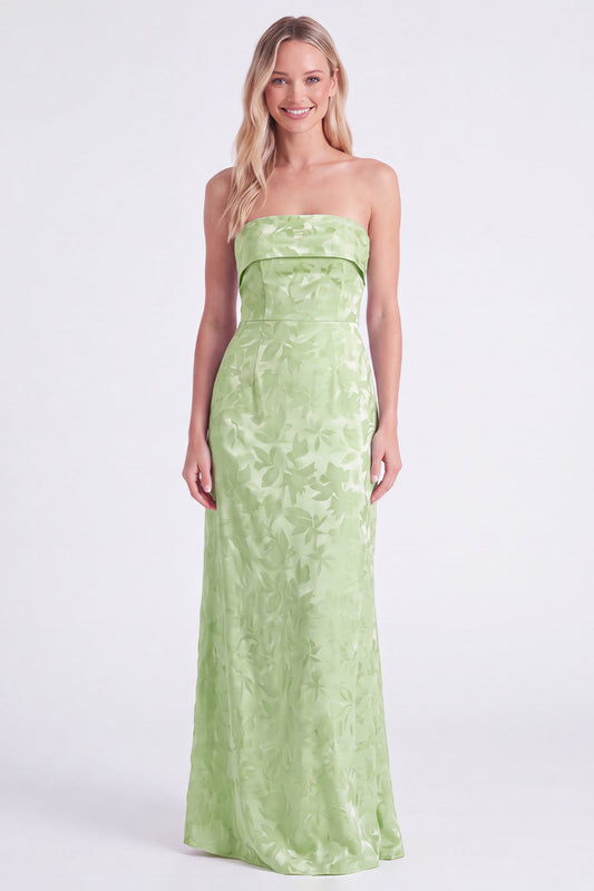 Sage Strapless Floral Mermaid Long Bridesmaid Dress