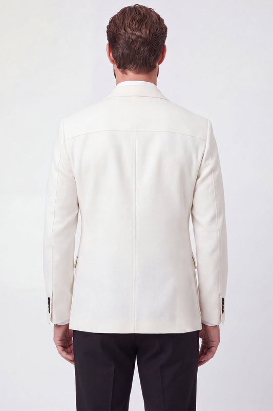 Blazer blanc homme à revers crantés, simple boutonnage