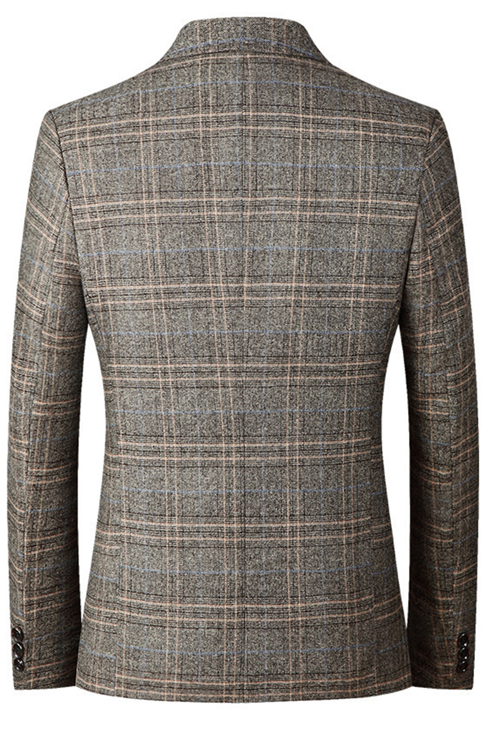 Veste de blazer homme à revers crantés boutonnage simple couleur café