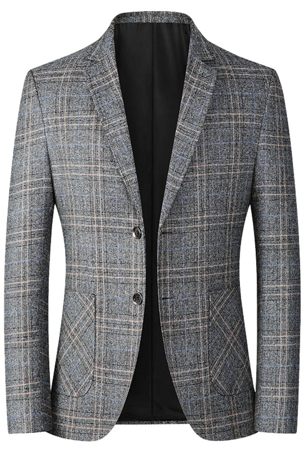 Veste de blazer homme à revers crantés boutonnage simple couleur café