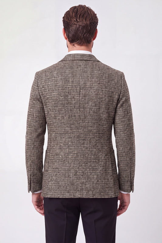 Veste de costume de bal croisé à revers pointus pour homme marron