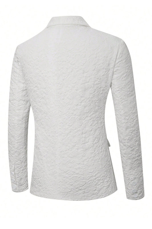 Veste de costume de bal pour homme, col cranté blanc, un bouton