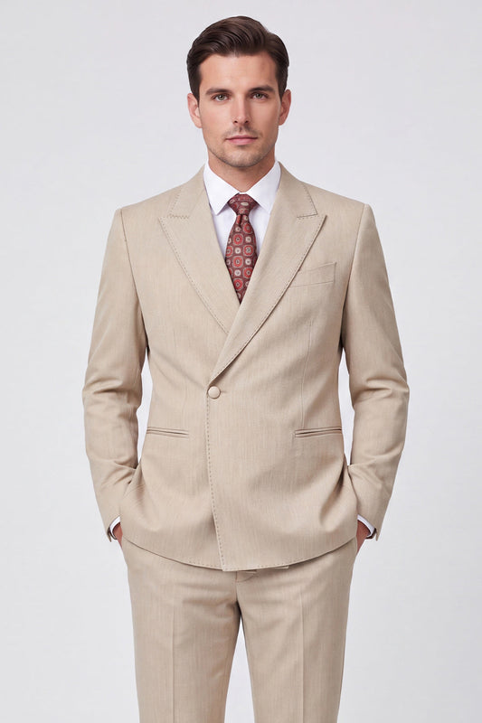 Costumes de bal pour homme 2 pièces abricot, un bouton, revers pointus