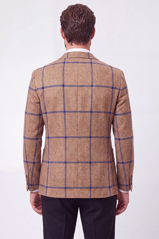 Veste de blazer homme à revers cranté marron et simple boutonnage
