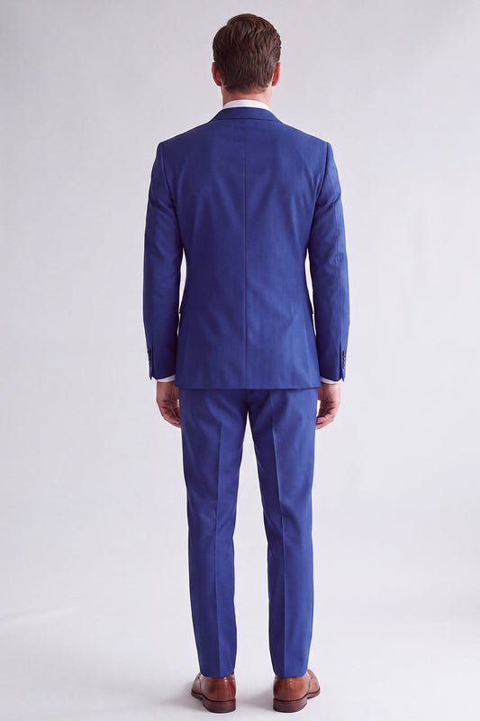 Costume de bal deux pièces pour homme, bleu roi, à revers cranté et croisé